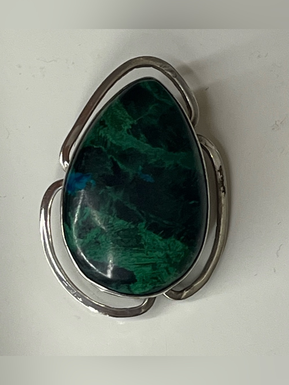 Eilat Green and Sterling Silver Brooch